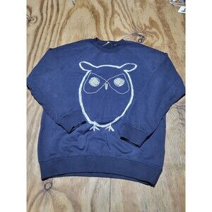 Knowledge Cotton Apparel Owl Print Sweatshirt Men L Cotton Pullover Black @H9